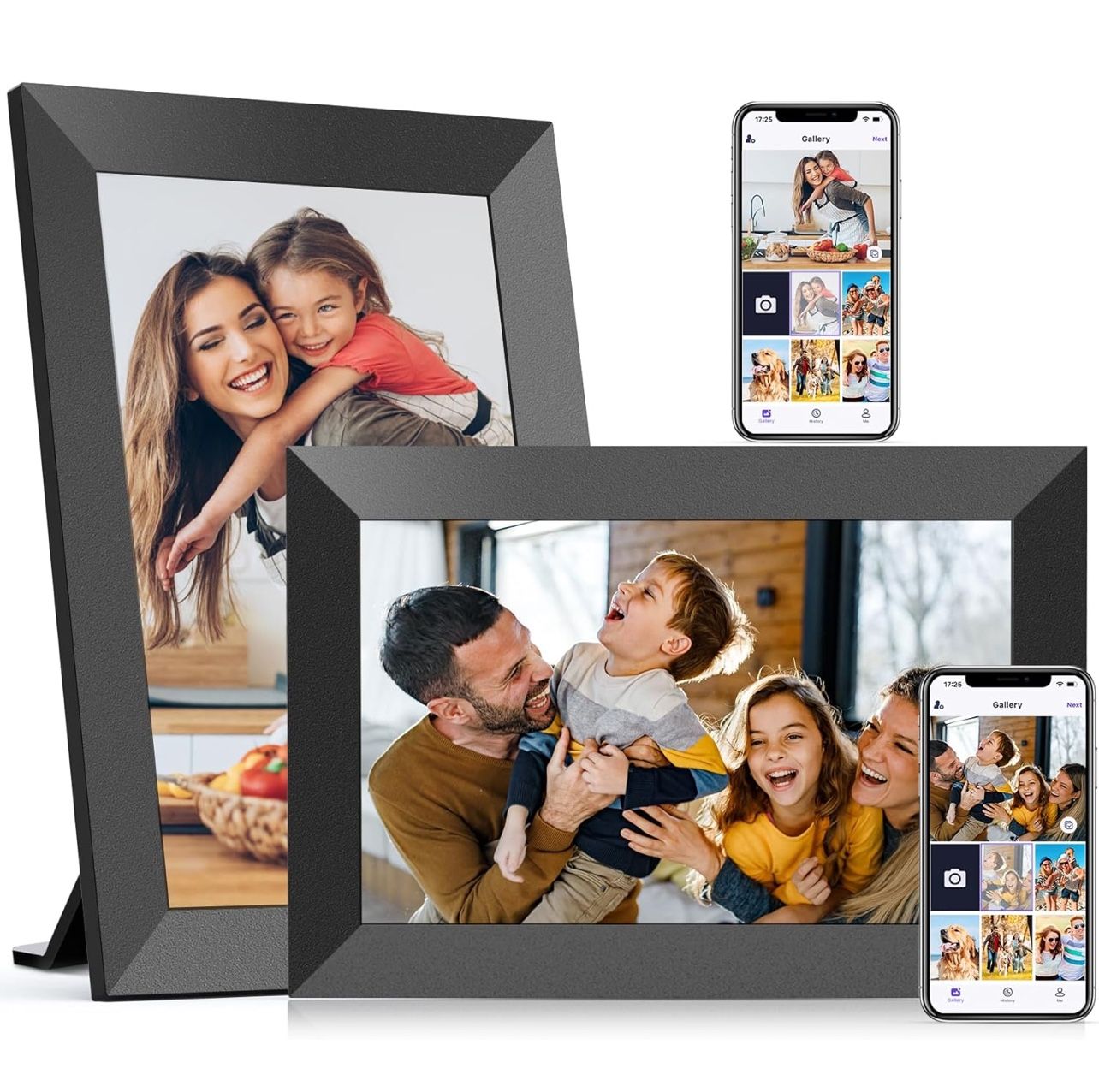 2 Packs 10.1 Inch WiFi Digital Picture Frame, IPS HD Touch Screen Cloud Smart Photo Frames with Built-in 32GB Memory, Wall Mountable, Auto-Rotate, Sha