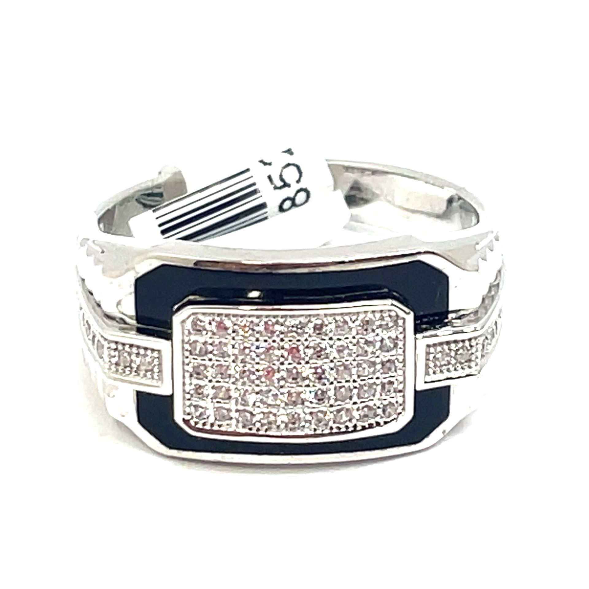 925 Sterling Silver CZ Black Ring 6.70g Size 11 198527/9