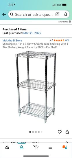 12x18” Wire 3 Tier Shelving