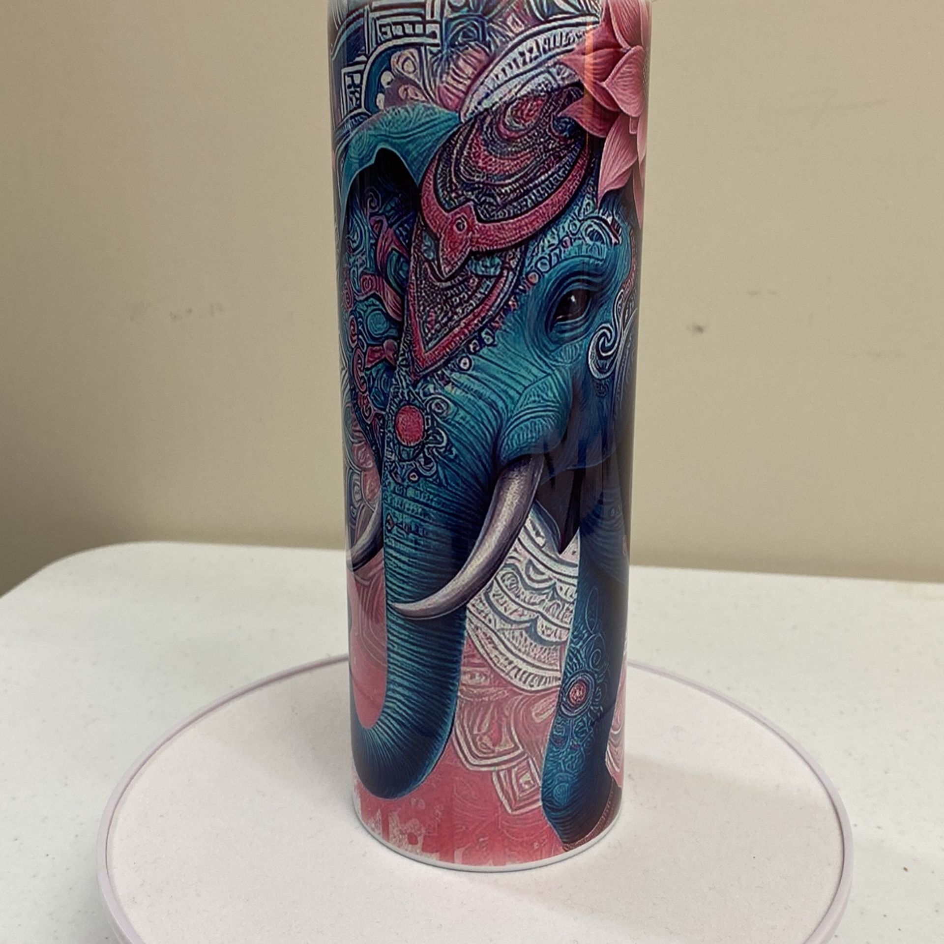 20oz Elephant & Flower Tumbler, NEW (item T-215)