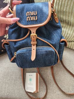 Authentic Miu Miu Denim Backpack Bag