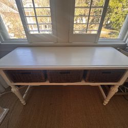 Beautiful White Wooden Desk With Baskets