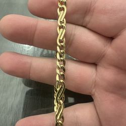 Solid 18k Yellow Gold Italian S Cuban Link Bracelet 6mm Wide 8.5mm