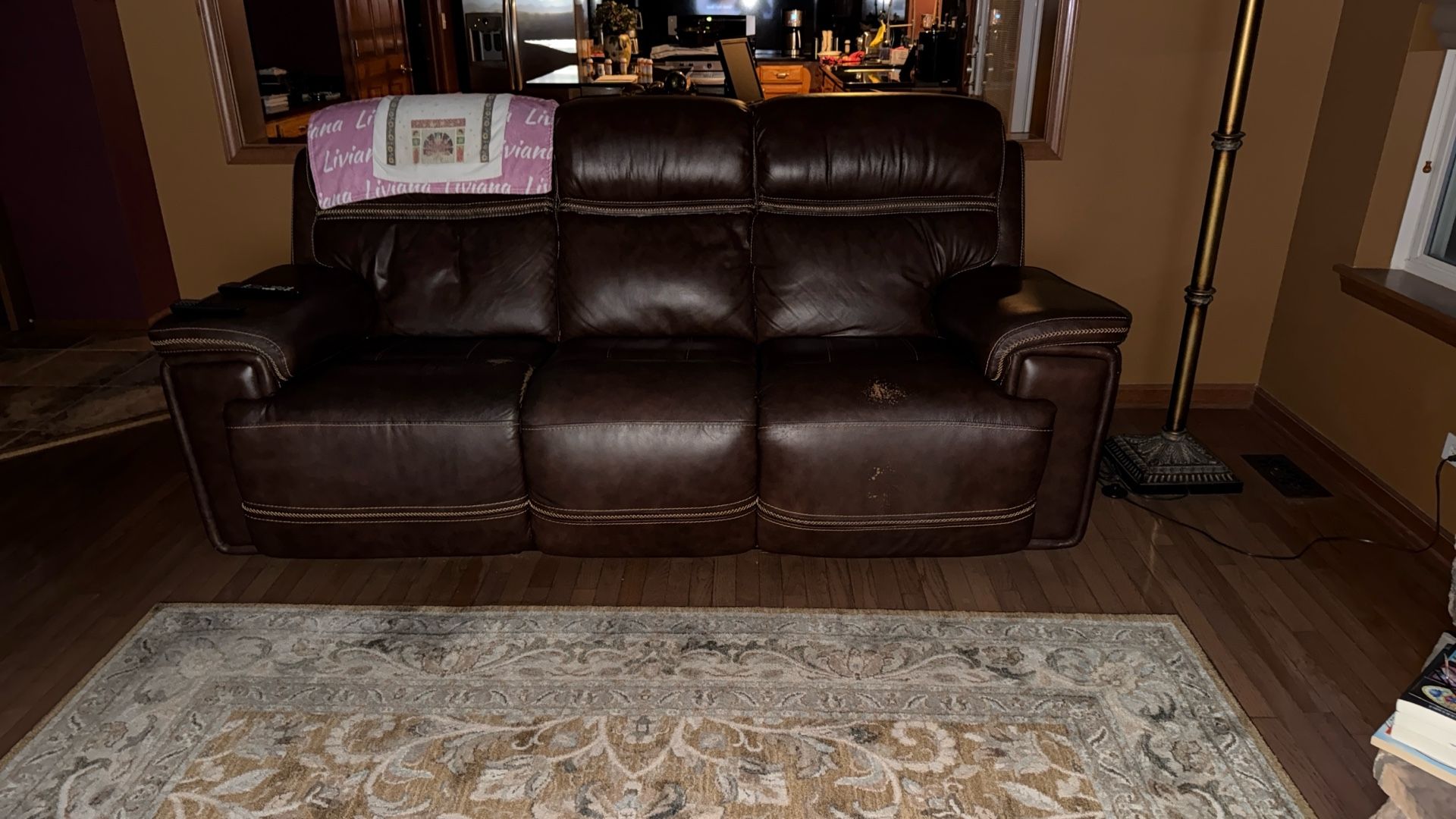 Nice Itakian Leather Good Shape 2 Years Old With 48” Chair All