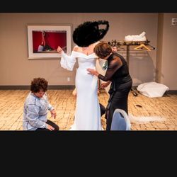 Long Bell Sleeve Off-shoulder Wedding Dress