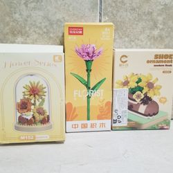 New Sunflower/Carnation Building Block Set Bundle-3 Sets