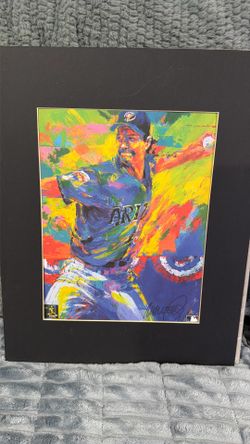 12x15 art lithograph of Arizona Diamondbacks pitcher Randy Johnson