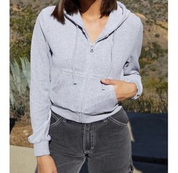 John Galt - Heather Crystal Velour Full Zip Up Hoody