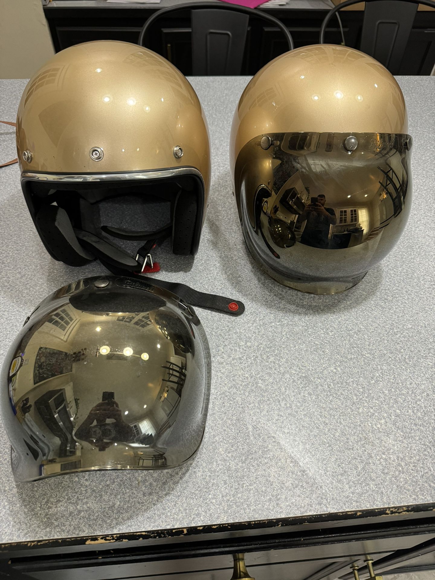Biltwell Bonanza XL And Small Helmets With Face Shield