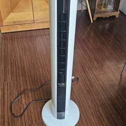 Lasko 1500 Watt 4 Speed Quiet Bladeless Multi Function Remote Control Comfort Control Tower Fan and Space Heater with 3 Heat Settings, White
