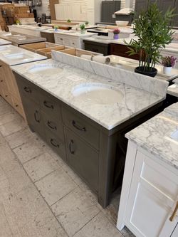 Gray marble bathroom vanity 60