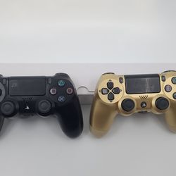 2 Sony PS4 Dualshock Controllers Black And Gold