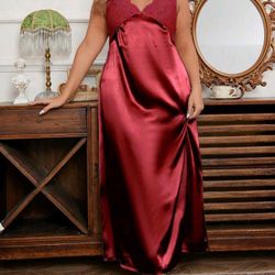New With Tags High-quality Brand Satin Long Nightgown Burgundy Color Size 3XL Elegant Smooth Sexy Design Great Gift For Someone Special $30