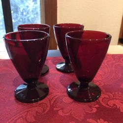 Vintage Ruby Red Footed Juice/cordials