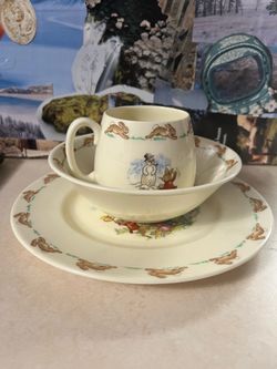 Vintage Royal Doluton Bunnykins 3 Piece Dish Set