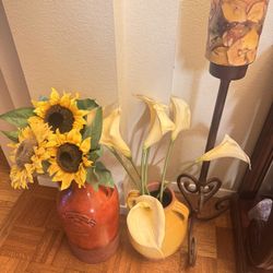 Bases, Flowers And Candle