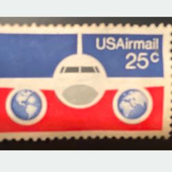 1976 Plane & Globes 25c USA Stamp