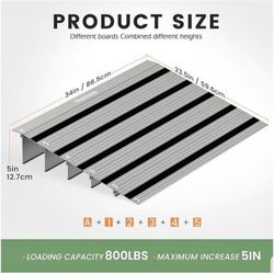 5" Rise Door Aluminum Threshold Ramp with Updated Fixable Screws,