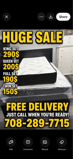 Huge sale for Mattress And Box Twin size #mattress and box 150.$ full 190$ Queen 200$ king 290$. free delivery free set up 708….289…7715… cash or Zell