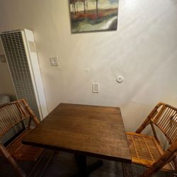 Wood  Bistro Table With Bamboo Chairs!