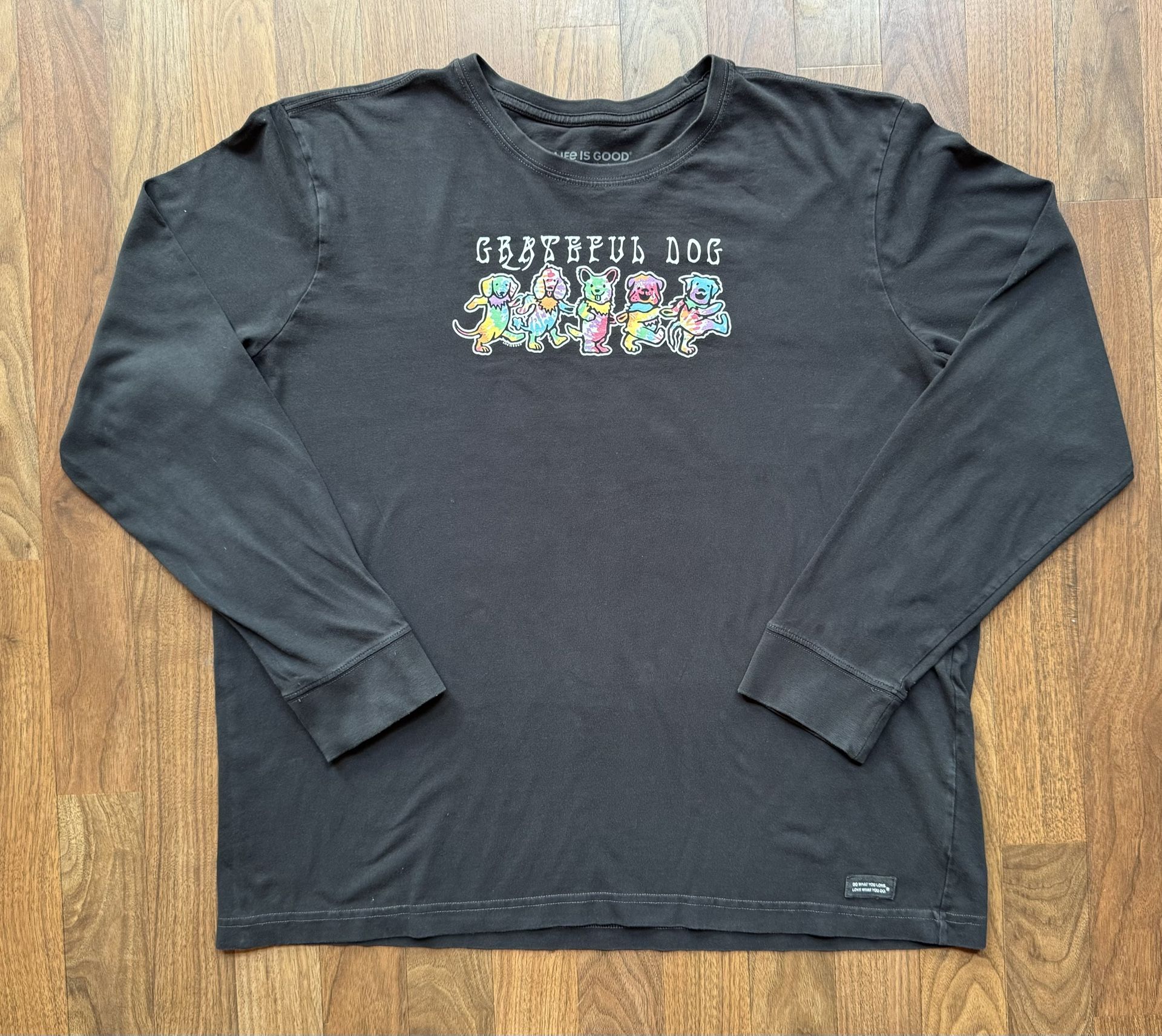 Grateful Dog Life Is Good Long Sleeve T Shirt Size XL Mens Black Tee