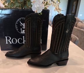 Rock’em Floter Negro Men’s Western Cowboy Boots Size 9  Black New with Box