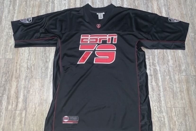 Black NFL NBA MLB vintage starter black ESPN football jersey (Size- Large) BRAND NEW AUTHENTIC- $30