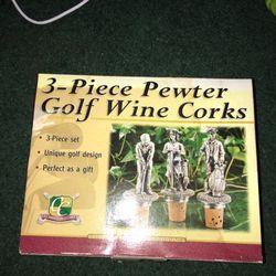 3 Piece Pewter Golf Wine Corks