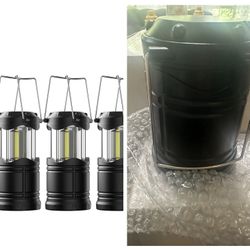 LED Camping Lantern, 4 Pack Battery Powered Flashlight for Power Outages, Portable Collapsible Hanging Light Essential for Home, Outdoor, Emergency La