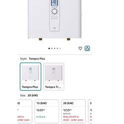 Stiebel Eltron 239223 Tankless Water Heater – Tempra 29 Plus – Electric, On Demand Hot Water, Eco, White, 23 Amazon's Choice 
