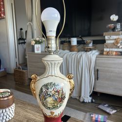 Vintage Victorian Style Courting Couple Porcelain Style Lamp