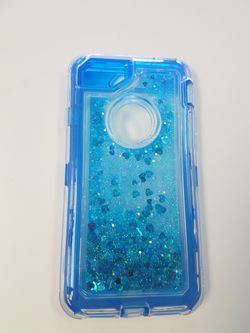 iPhone 8, iPhone 7, iPhone 6 6S rugged case with water fall glitter