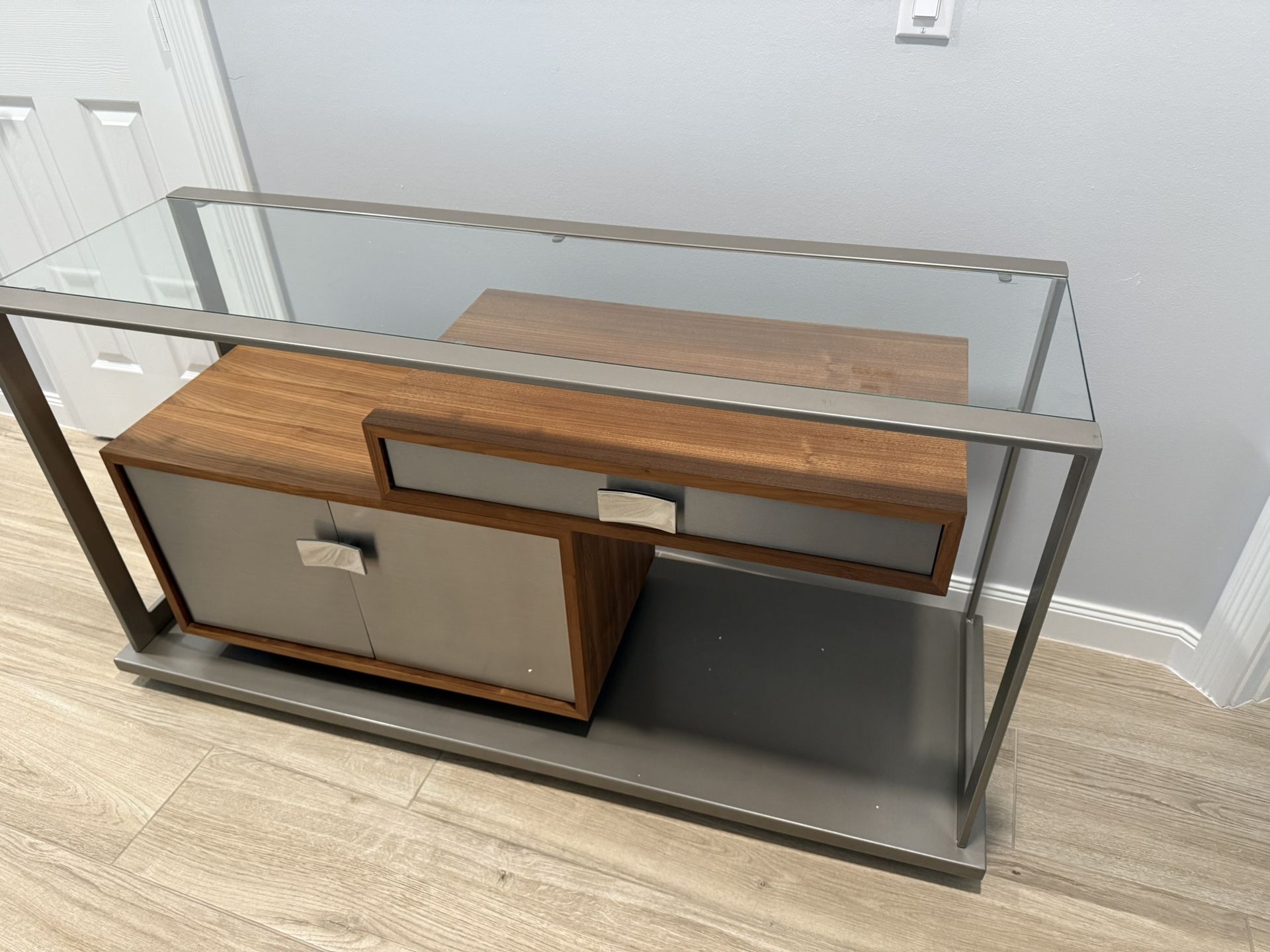 Modern Glass & Wood Console Table