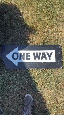 One way wooden sign