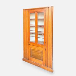 Antique Southern Yellow Pine 10-Light Corner Cabinet - Will Deliver