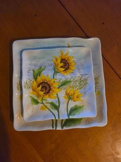 Two Sunflower Plates
