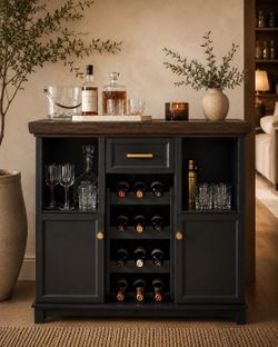 Refinished Bar Cabinet | Hidden Cutting Board | Wine Storage