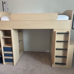 Kids Loft Bed w/ Desk and Toy Storage (twin mattress included)