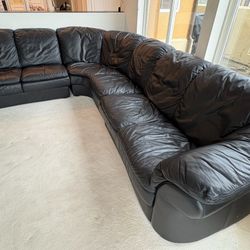 Large Black Leather Sectional Couch