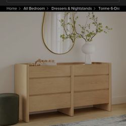 Torme White Oak 6 Drawer Double Dresser