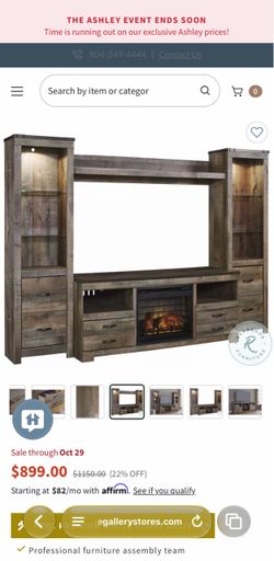 LG TV stand with fireplace insert