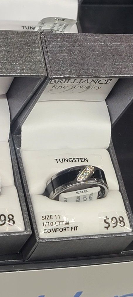 Tungsten Mens Wedding Band With Diamonds Size 9 $75
