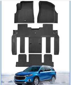 New All Weather Floor Mats for Chevy Traverse 2009-2017 TPE Liners (7 Seats) Captain's Chairs Only | for GMC Acadia | for Buick Enclave | Front & Rear