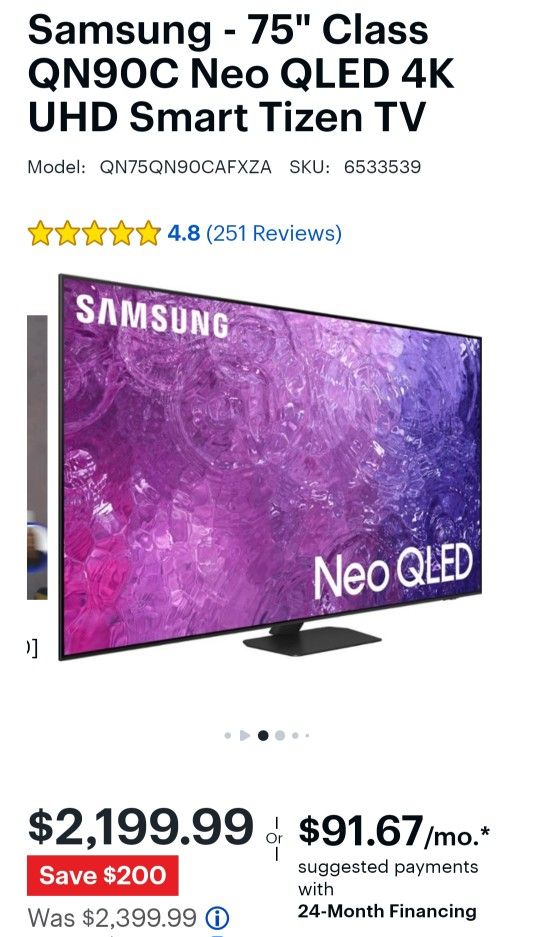 75" NEO QLED SAMSUNG 4K SMART TV 