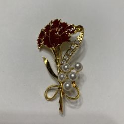 Carnation pearl brooch