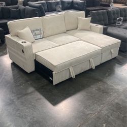 Sofa Bed - Sectional Sofa With Storage Chaise And Pop Up Bed $499