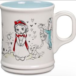DISNEY STORE Animators Princess Sketch Mug Snow White Rapunzel Jasmine Pocahonta