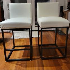 White Faux Leather Counter Height Chair (Set of 2 )