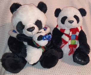 Panda Bear Family Christmas Plush $15