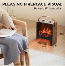 Electric Fireplace Heater for Indoor Use, 1500W/750W Space Heater Fireplace